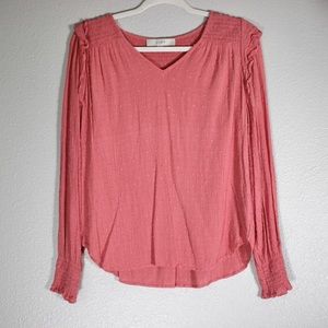 LOFT Ruffle Long Sleeve Blouse